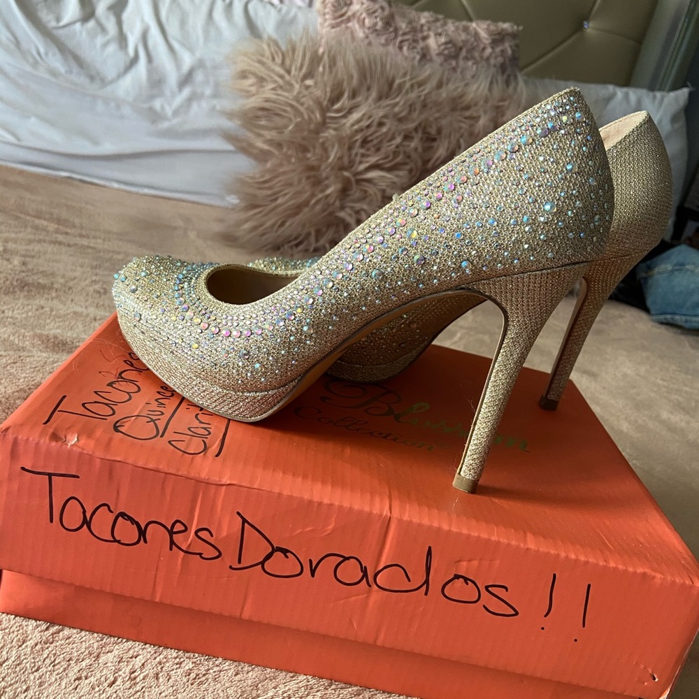 Gold Sequin Bling Heels